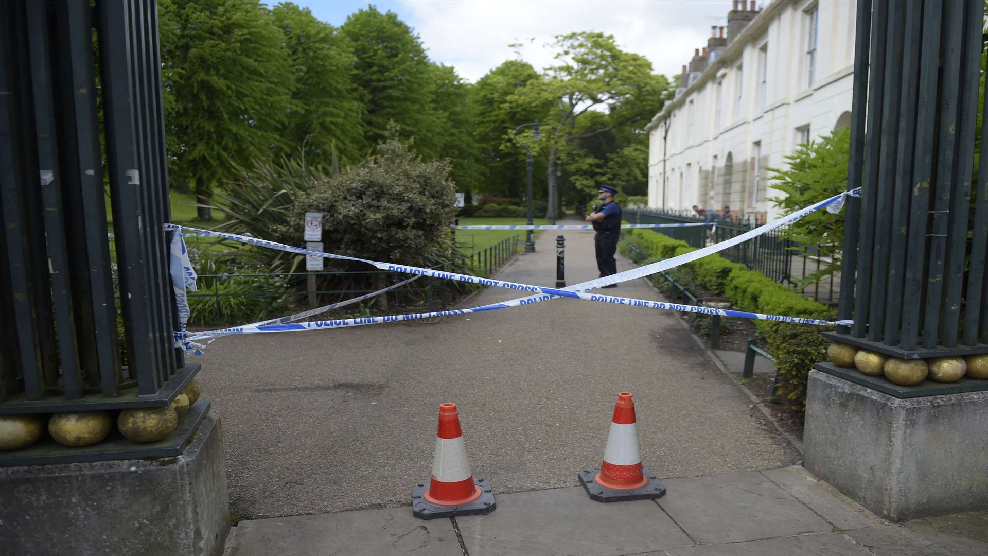 The gardens were taped off
