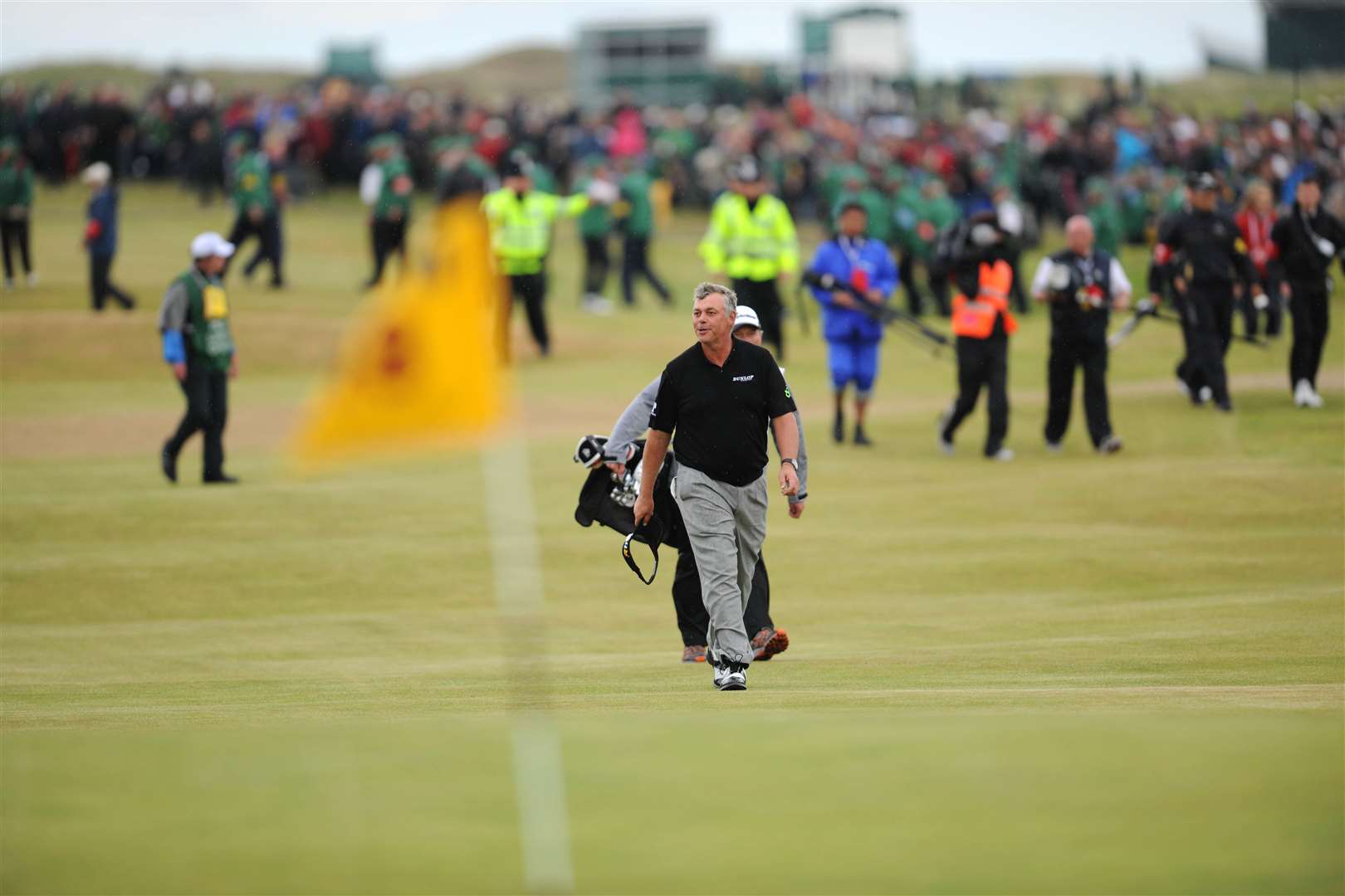 Darren Clarke on the 18th at Royal St George's during The Open in 2011. Should courses be open for exercise? Picture: Barry Goodwin