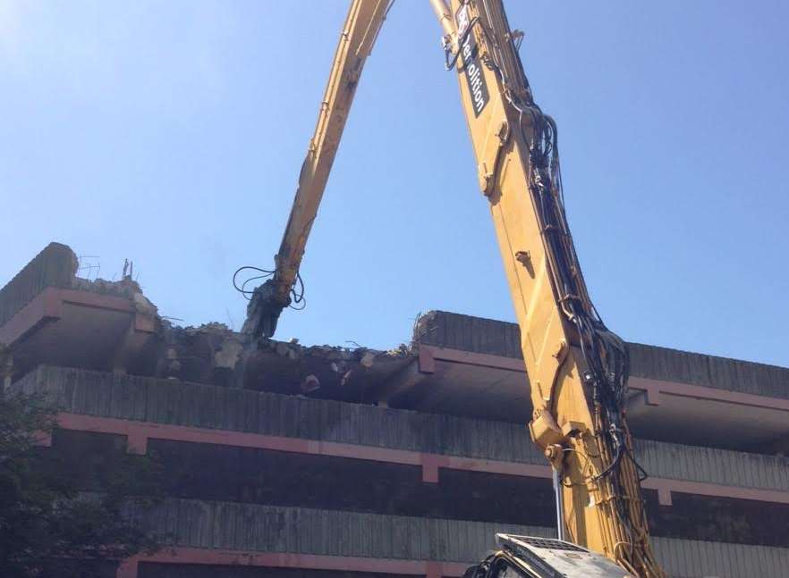 The start of a new era - the multi-storey car park comes down. Picture: DDS Demolition