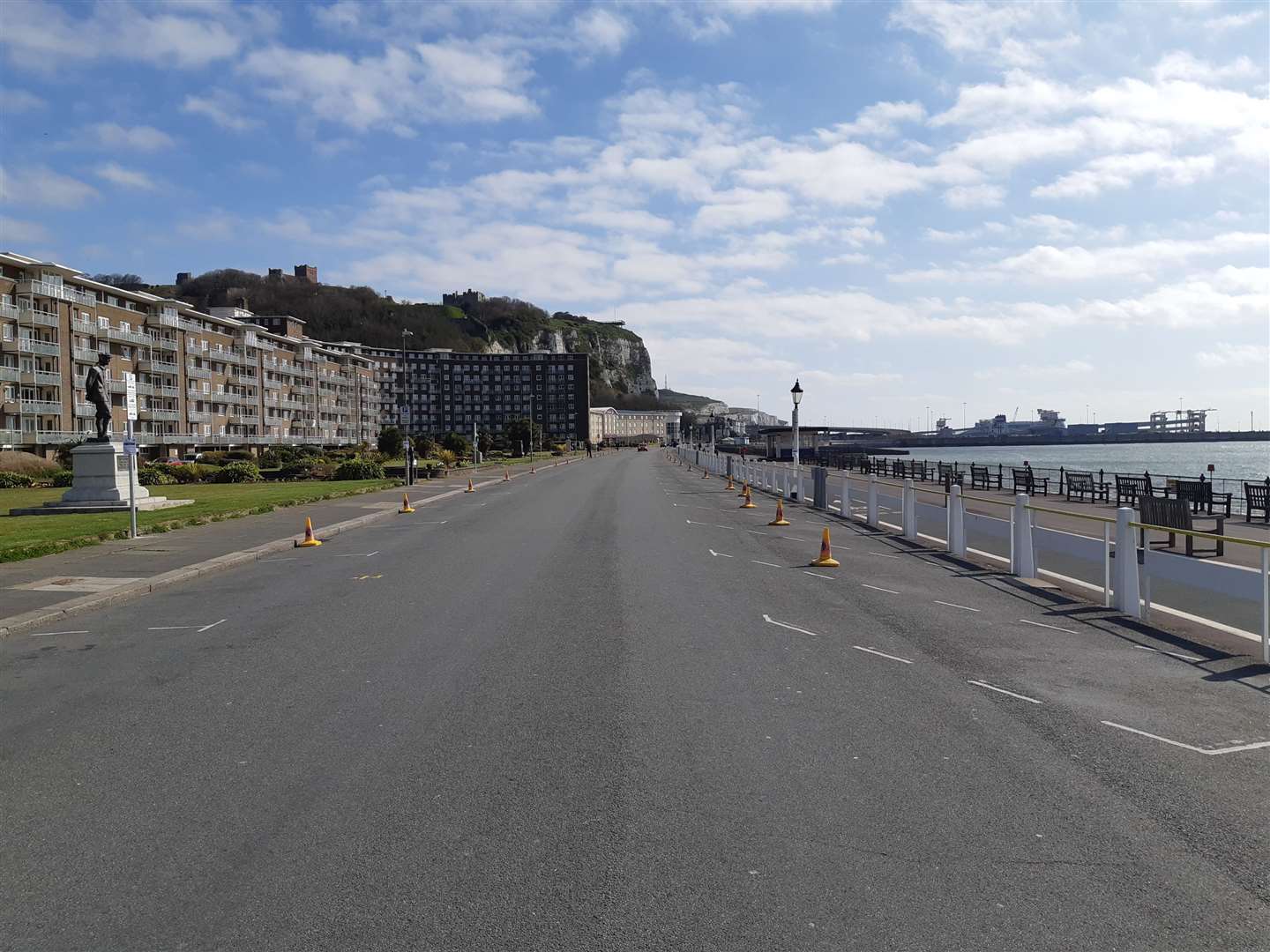 Marine Parade, Dover, absolutely cleared of cars this morning before filming began