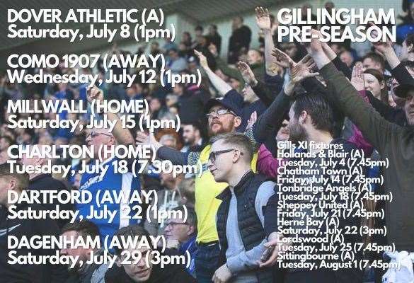 Gillingham's pre-season schedule ahead of their 2023/24 League 2 campaign