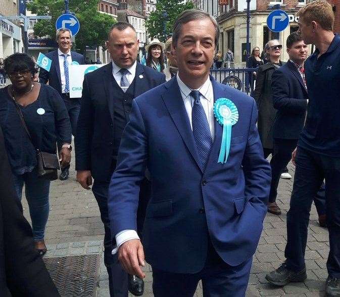 Nigel Farage strolling around Gravesend