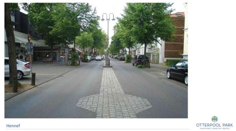 What Otterpool Avenue could look like...picture is of town centre in Hennef, Germany. Picture from Otterpool Park presentation