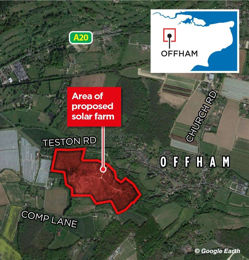 The location of the proposed solar farm at Offham
