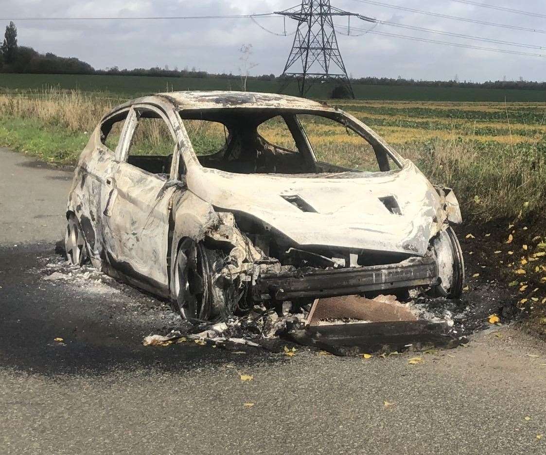 The damaged car was found on Friday. Picture: Paul Watts