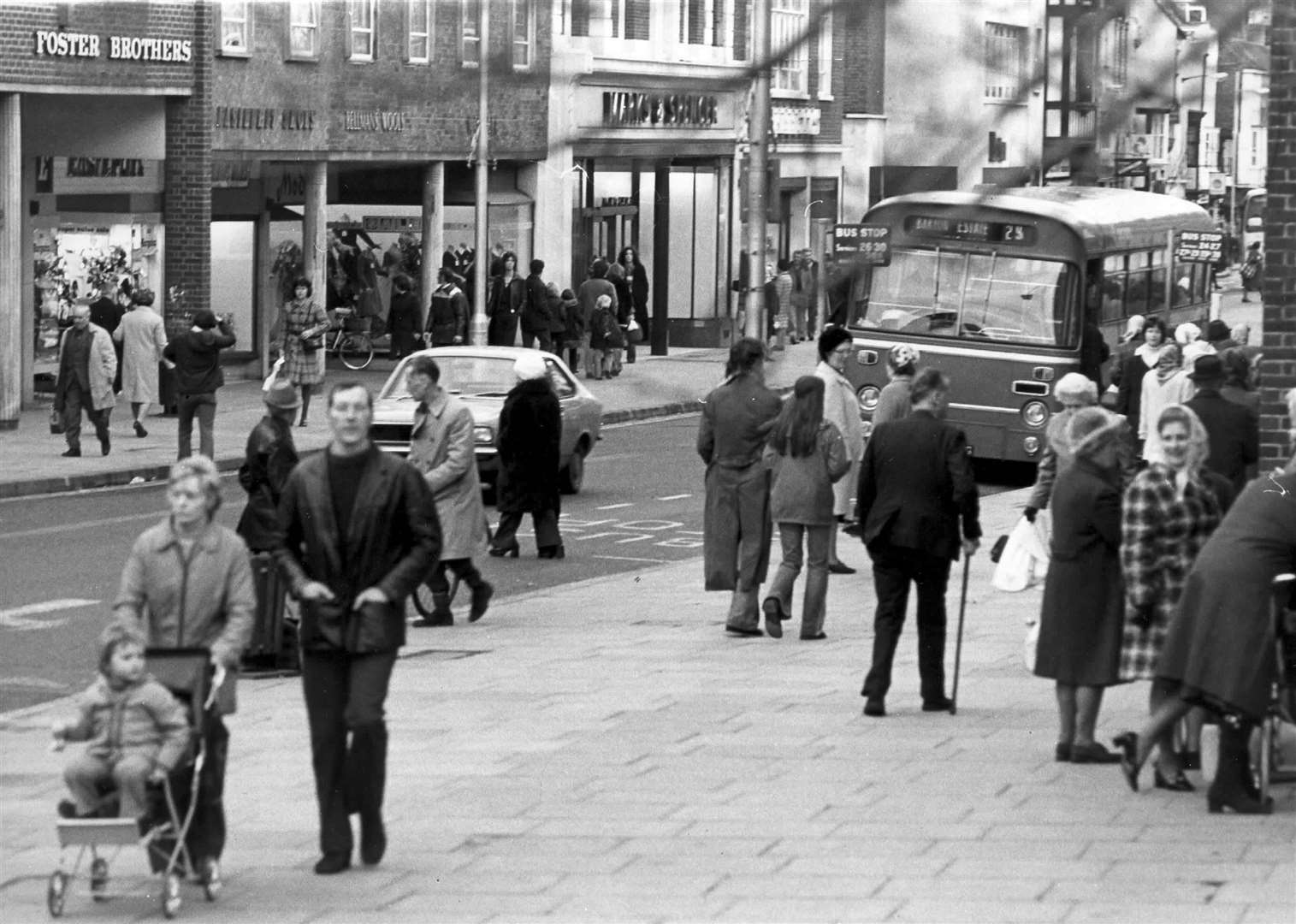 Shoppers in Canterbury High Street in February 1975