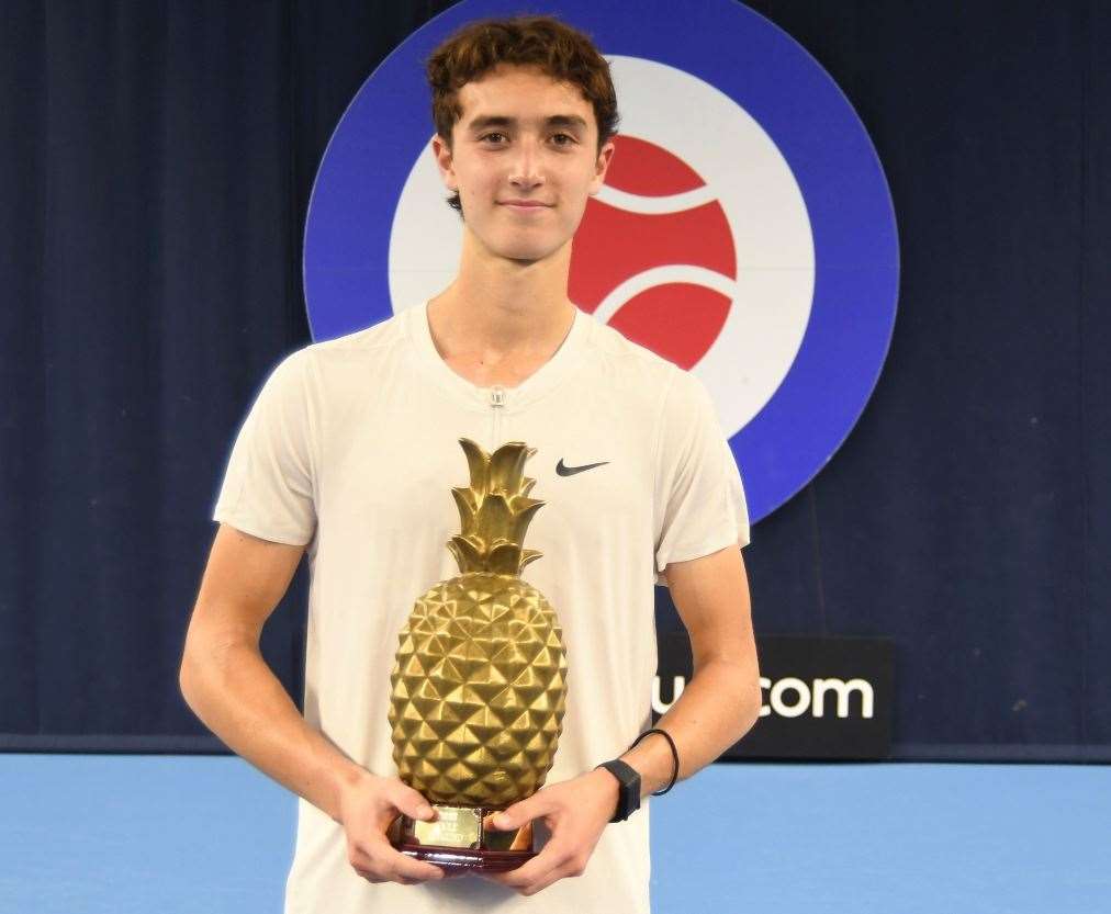 Dartford teenager Patrick Brady with the prestigious golden pineapple trophy