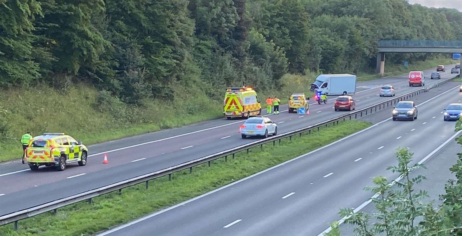 The van left the carriageway and ended up in some undergrowth. Picture Samuel Bate