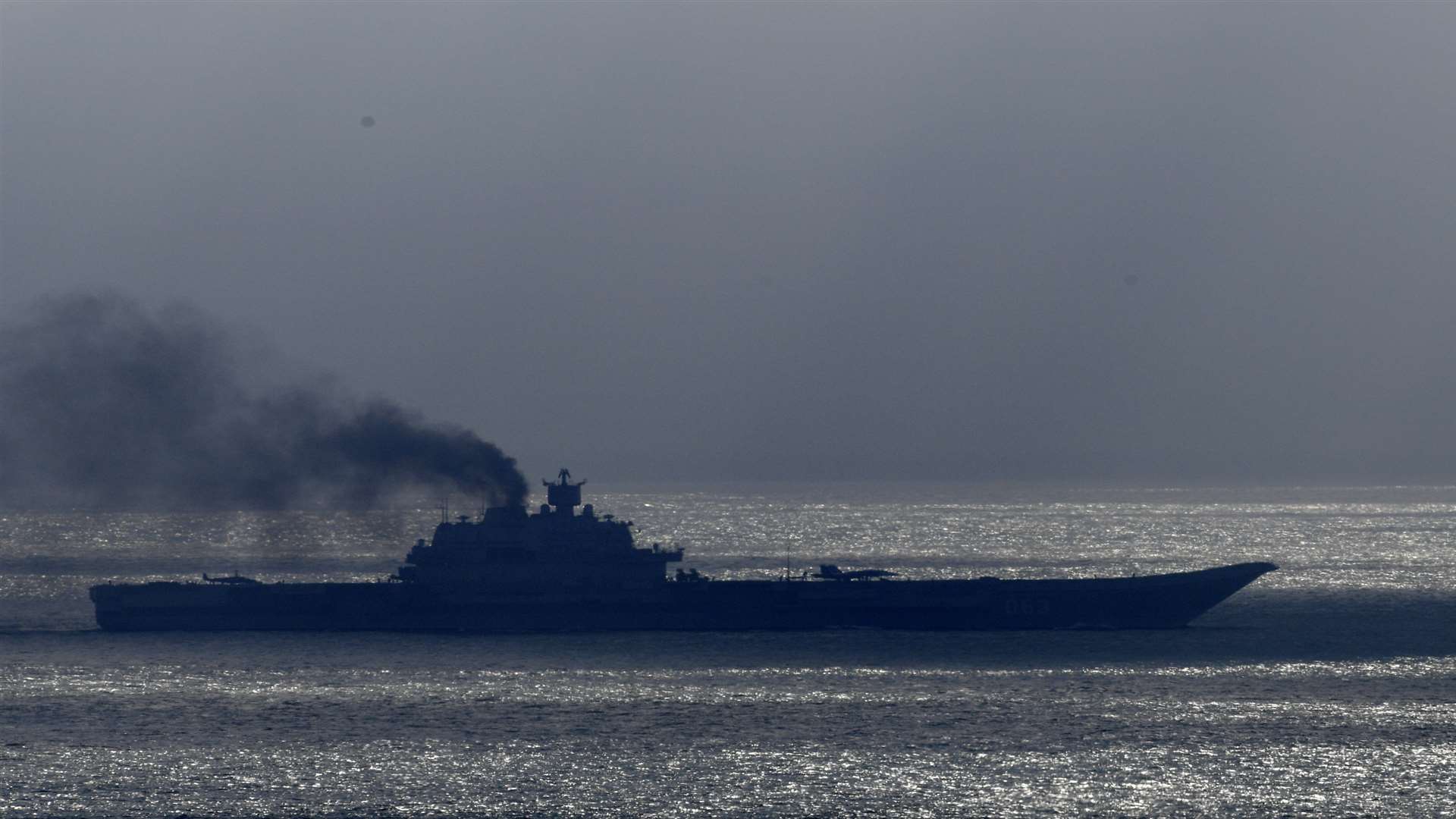 Russian aircraft carrier Admiral Kuznetsoc passes through the English Channel. Picture: Barry Goodwin.