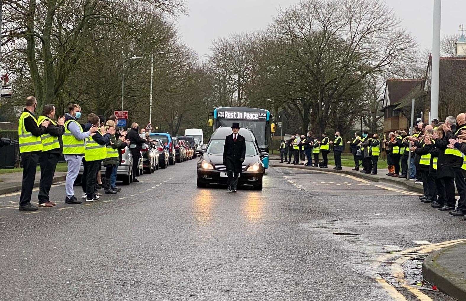 The funeral procession of Maidstone bus driver Peter Hart. Picture: Barry Goodwin