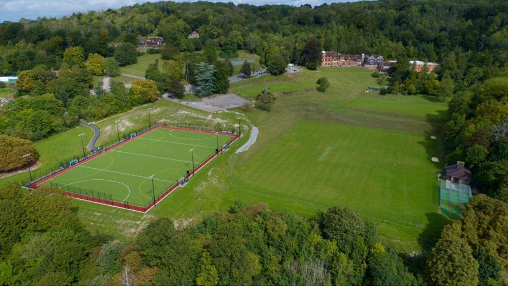 The new pitch at St Michael's Prep School seen from the air