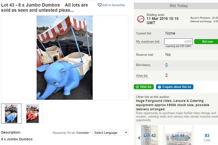 Disney fans can purchase eight jumbo Dumbo's starting at £500