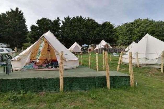 The bell tents on the site in August last year