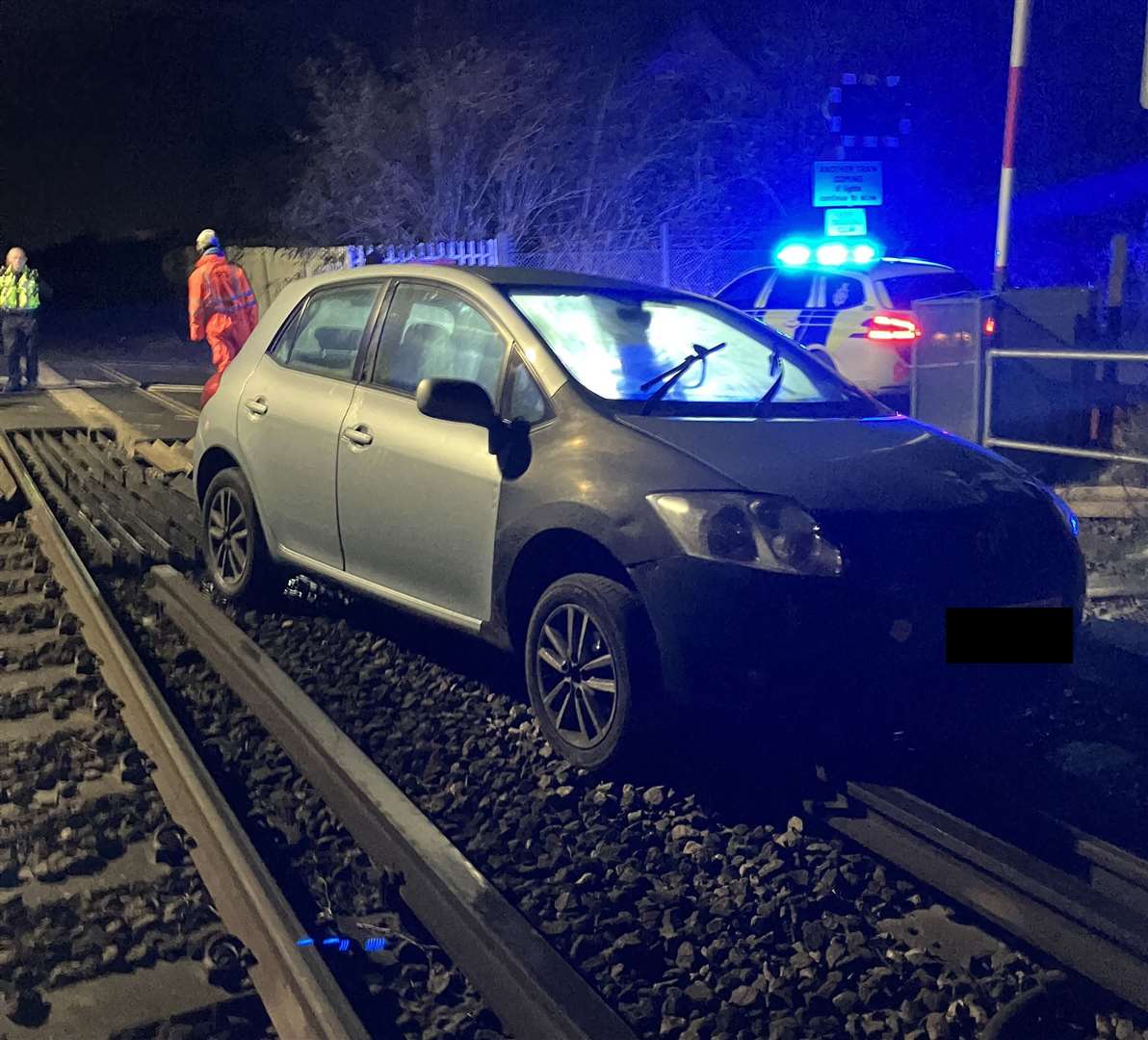 A car was blocking the line in Teynham. Picture: Southeastern Railway