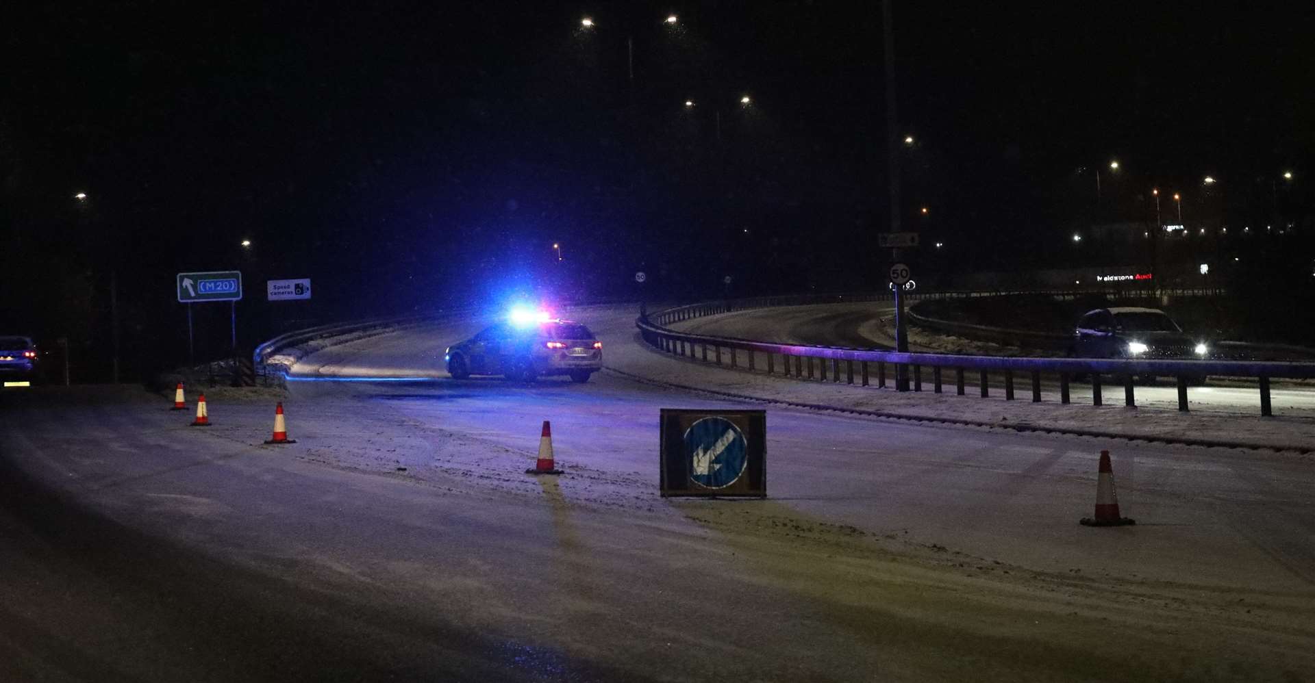 Police close off Blue Bell Hill due to ice. Picture: UKNIP