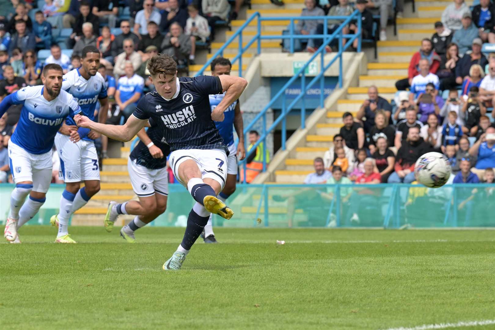 Kevin Nisbet puts Millwall ahead from the penalty spot after Conor Masterson fouled Duncan Watmore Picture: Keith Gillard