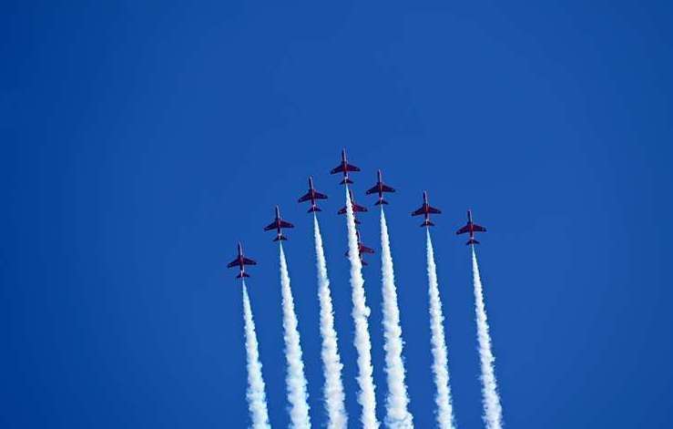 Red Arrows display team in action over Folkestone at a previous show. Picture: Barry Goodwin.