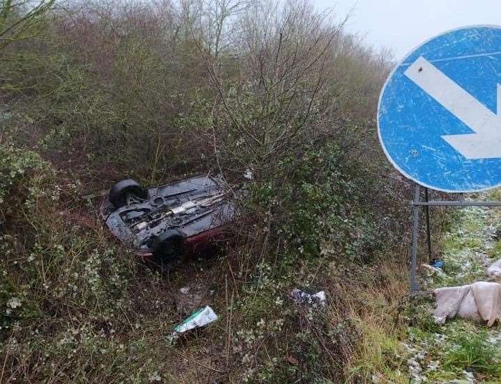 Jodie Heath overturned her Renault Clio in Whitstable after losing control of the vehicle on the A299