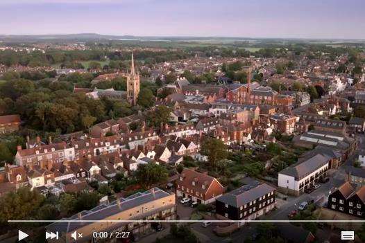 Shots of Faversham are included in the advert.