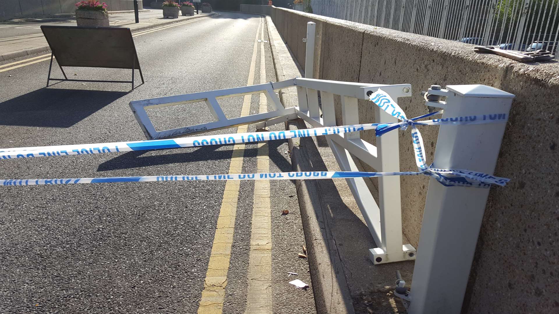 The damage in Tannery Lane this morning