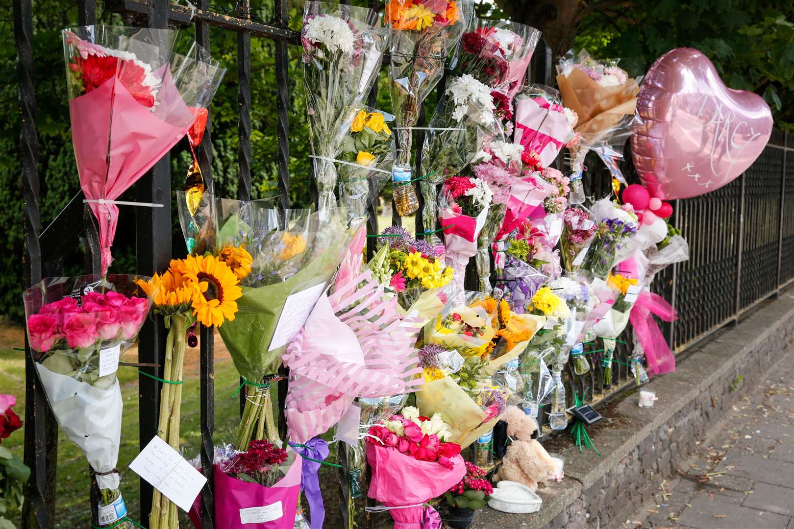 Floral Tributes after a fatal accident on East Hill Road, Dartford. Picture: Matthew Walker. (13229700)