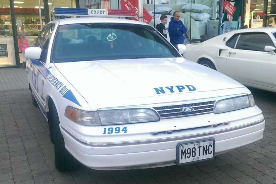 A NYPD car at the monthly car meeting