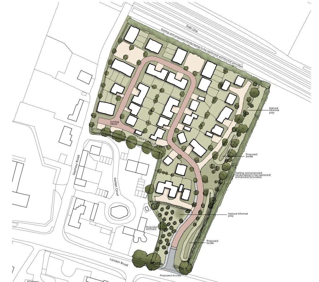 A map of what the development between Seymour Road and the A2 London Road in Rainham could look like. Picture: Esquire Developments/ ON Architecture