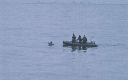 Rescuers find the migrant in the water. Picture: Préfecture Maritime de la Manche et de la mer du Nord