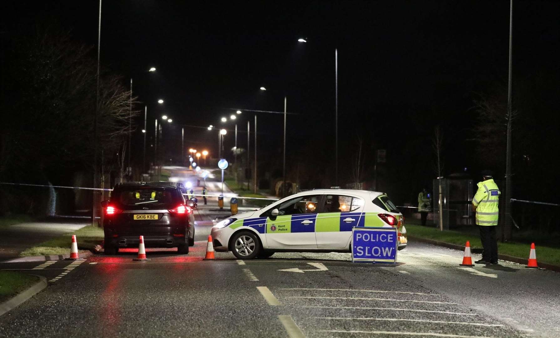 New Dover Road was closed off by police following the collision. Picture: UKNIP