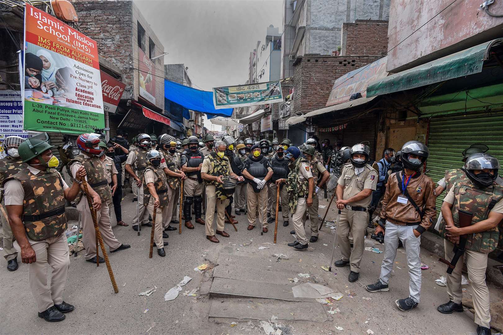 Heavy police deployment in New Delhi, India after authorities cleared protestors in the wake of coronavirus outbreak. Photo from PA Wire/Hindustan Times/SIPA USA.