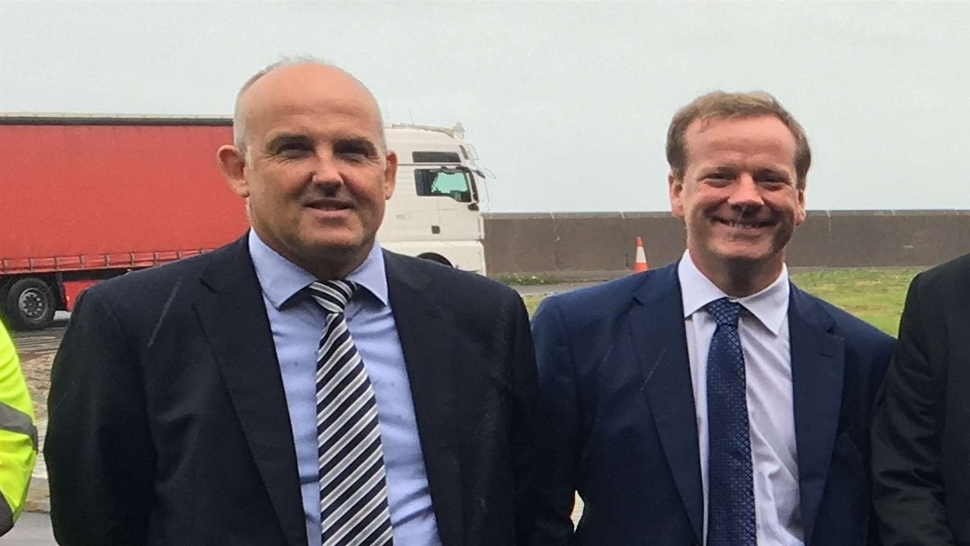 Dover MP Charlie Elphicke (right) with Simon Jones of Highways England