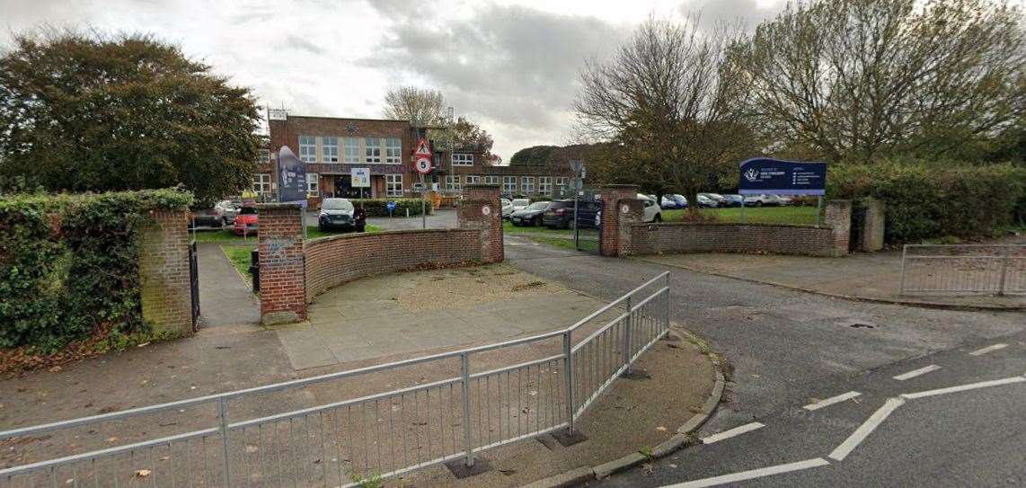 Emergency services were called to the crash near King Ethelbert School at about 8.30am this morning. Picture: Google