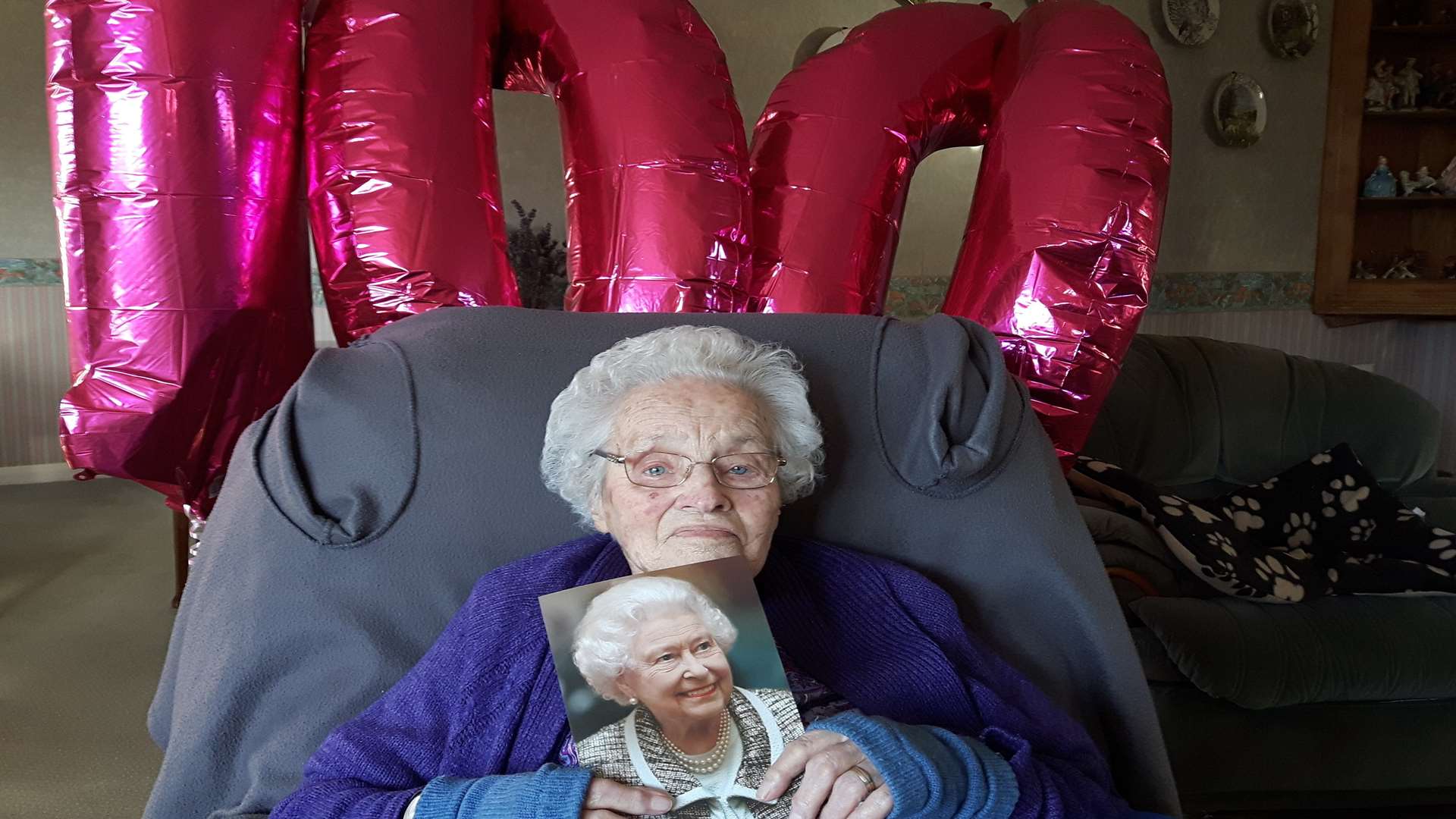 Brenda Day with her message of congratulations from The Queen on her 100th birthday
