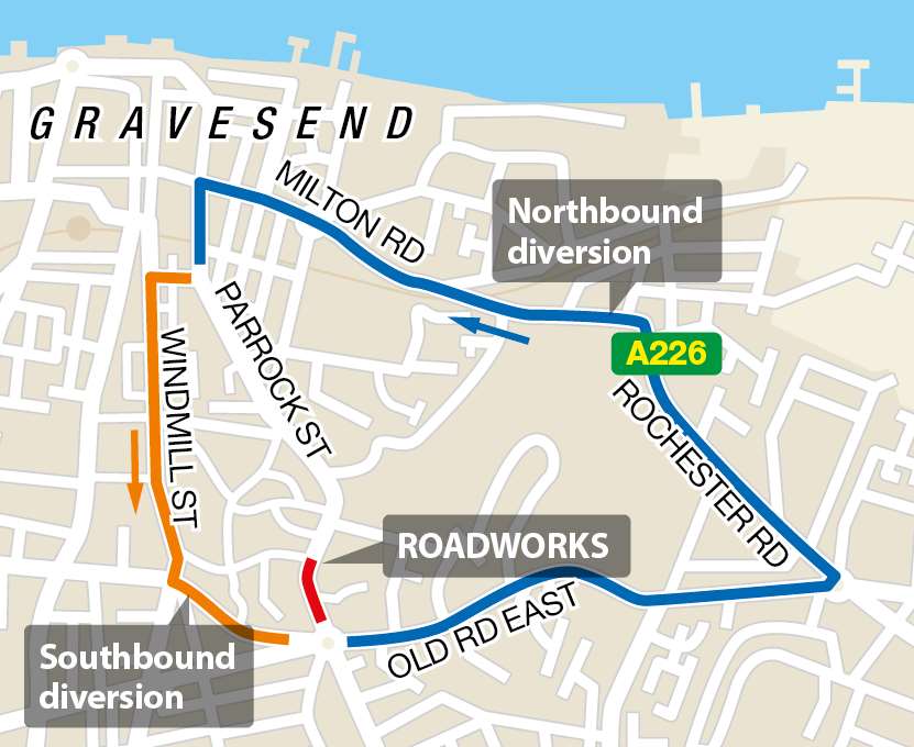 Map showing the road closure locations and diversions which will come into place