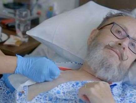 Dave Myers getting hospital treatment. Picture: BBC