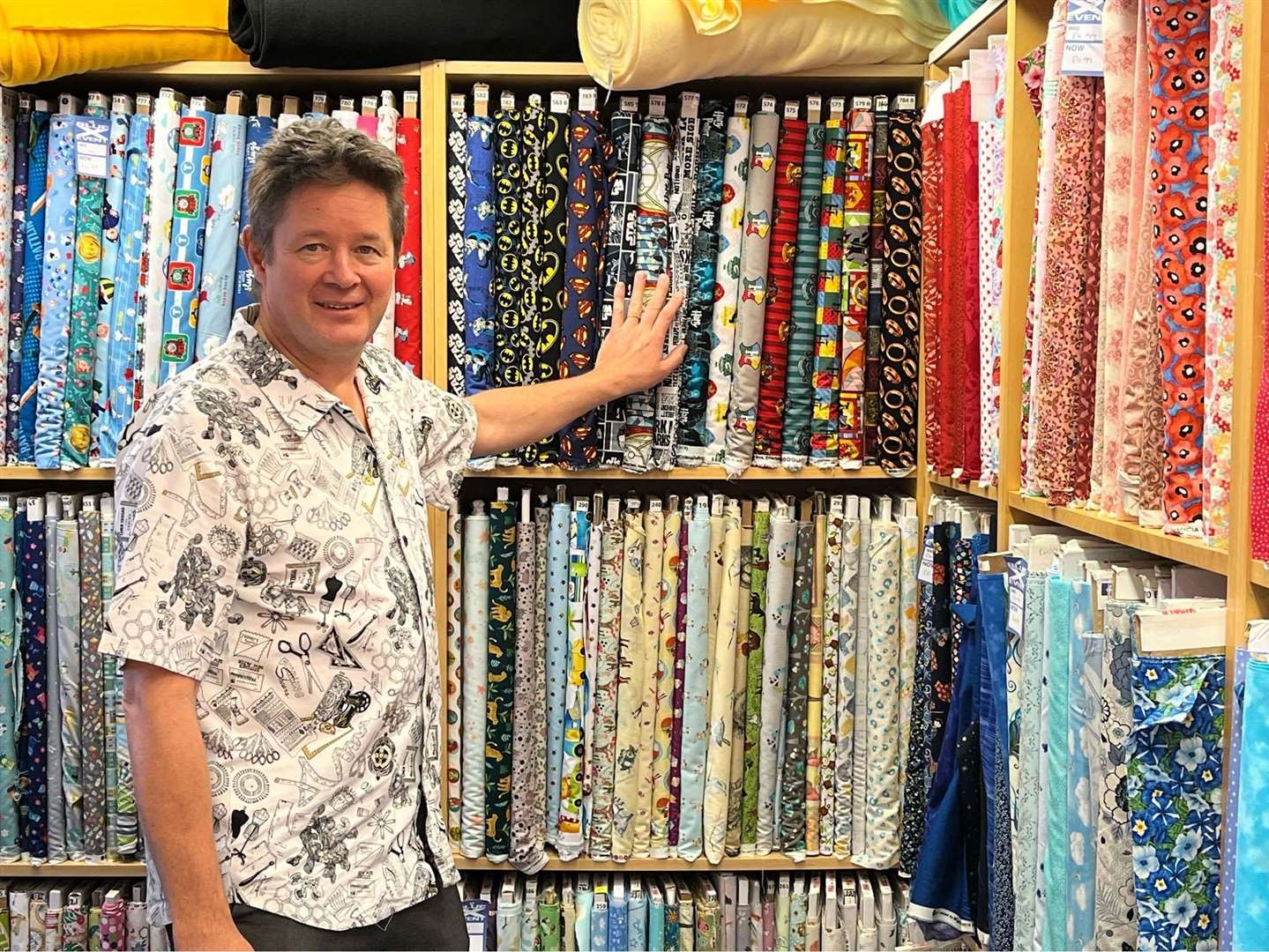 Garry Pinkerton, from World of Sewing in Tunbridge Wells, defended his store for selling the controversial fabric. Picture: Garry Pinkerton