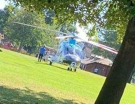 The air ambulance in Radnor Park, Folkestone. Picture: Maria Marsh
