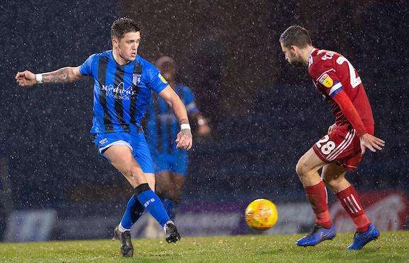 Darren Oldaker in action for the Gills against Accrington Picture: Ady Kerry (6857153)