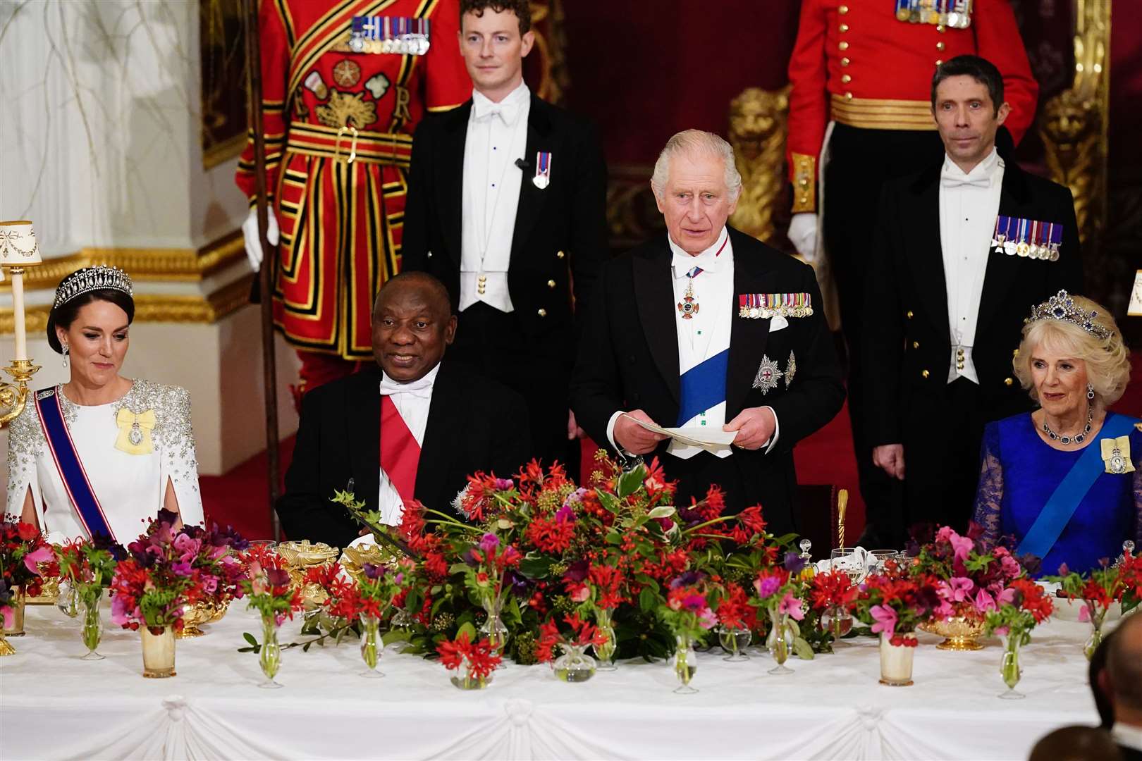 The Princess of Wales, President Cyril Ramaphosa of South Africa, and the King and Queen during a state banquet last November (Aaron Chown/PA)