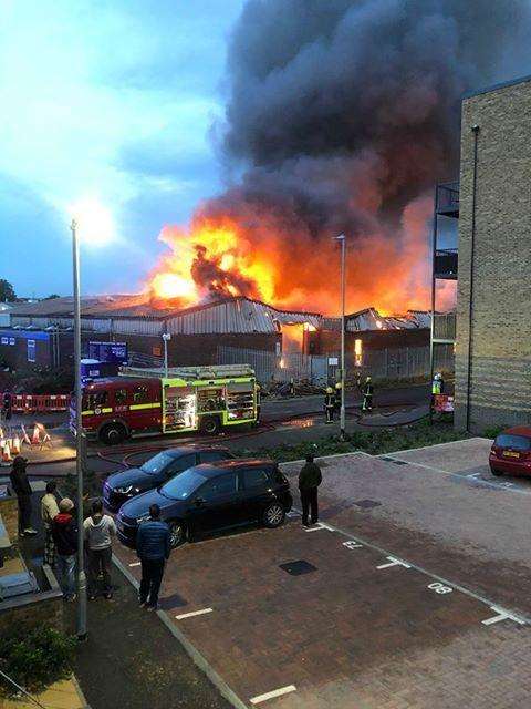 Neighbours awoke to a huge blaze by the River Darent. Picture: Claire Wheeler (4732944)