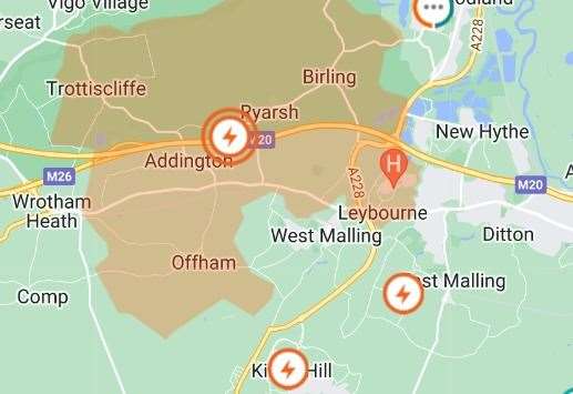 Power cuts affecting Malling area. Picture: UKPN (58059150)