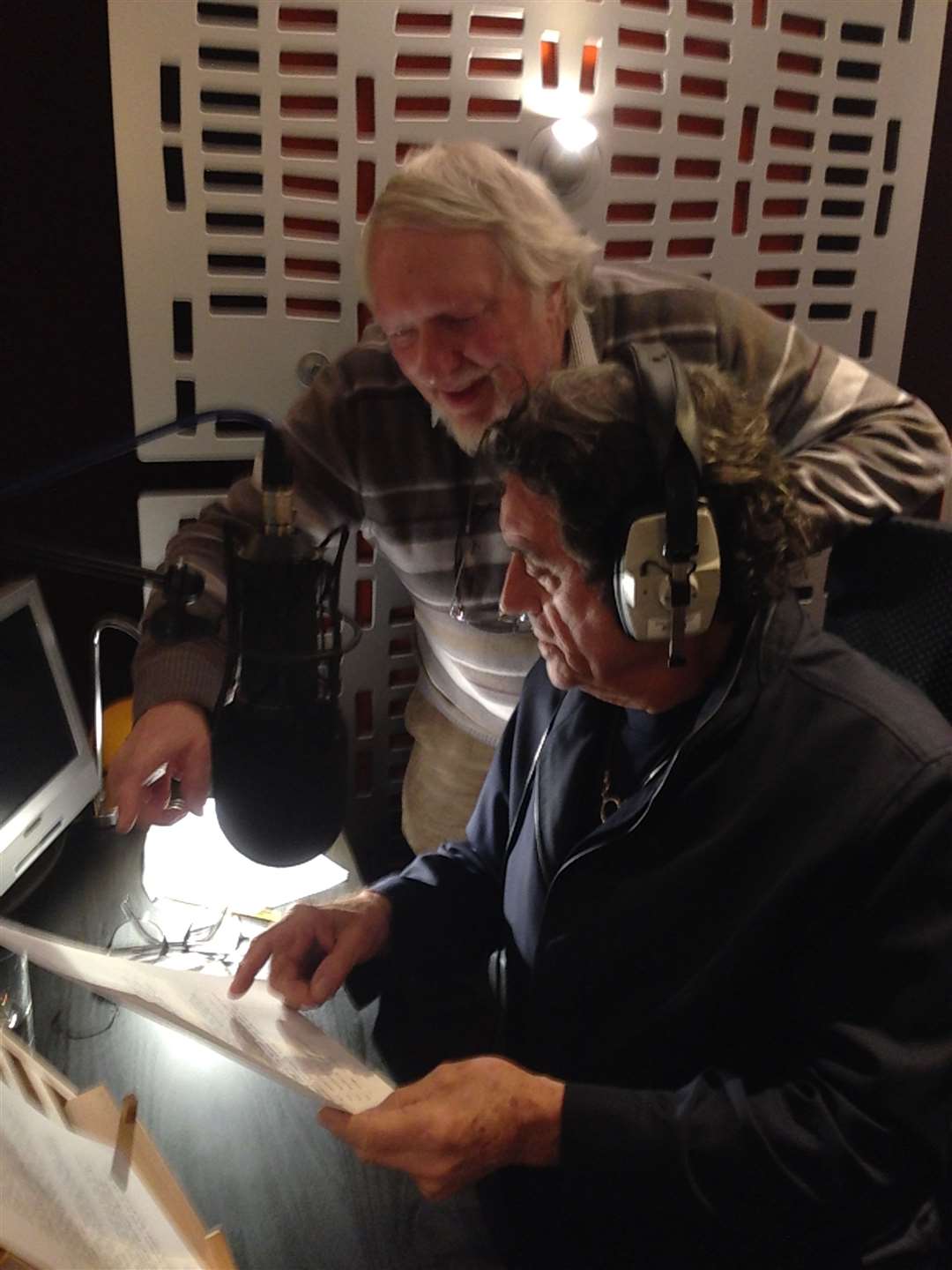 Ken Rowles and Ian McShane recording the voiceover for A Disaster Waiting To Happen