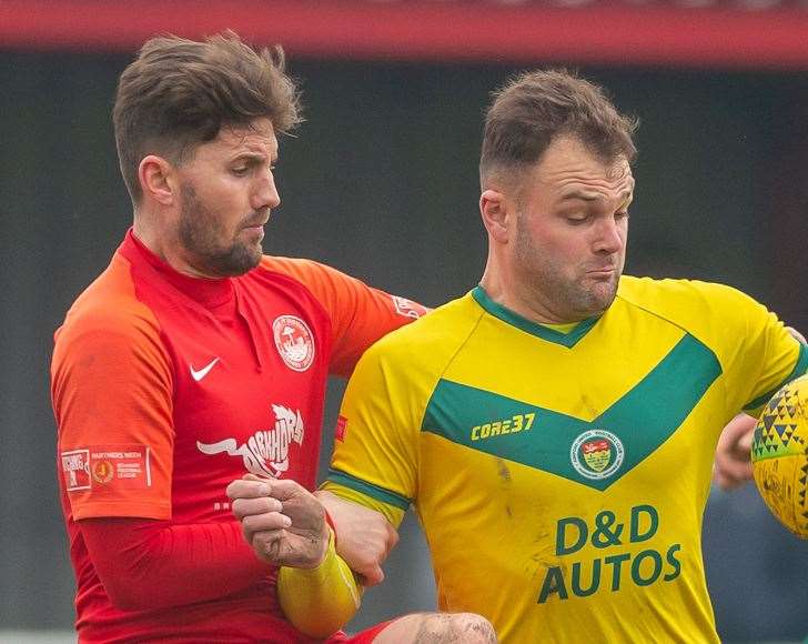 Hythe player-boss James Rogers, left, wants to stay in charge at Reachfields Picture: Ian Scammell