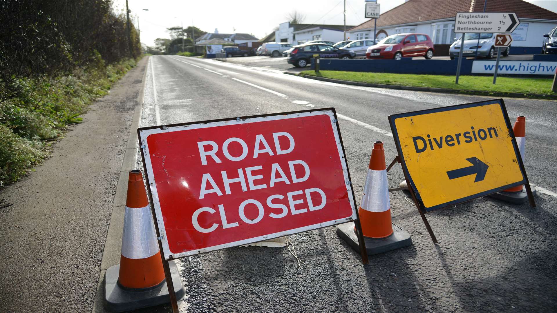 The A258 between Sandwich and Deal was closed for seven hours