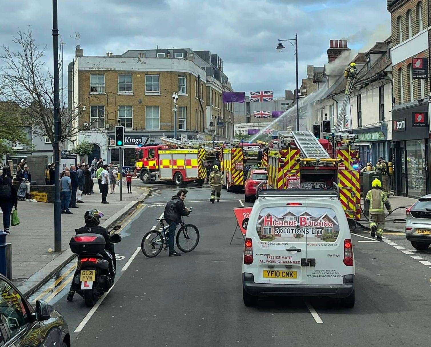 The fire brought traffic to a standstill in Milton Road, Gravesend. Picture: Ash Dartnell