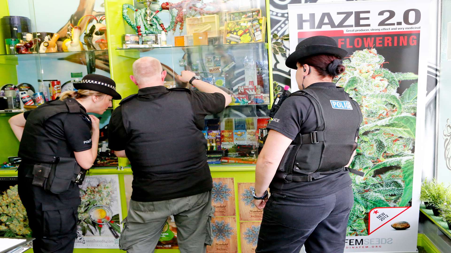 Trading Standards raid on legal highs shop UK Skunkworks, Mill Street,