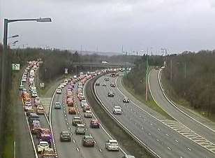 Queuing traffic on the A2. Picture: Highways England