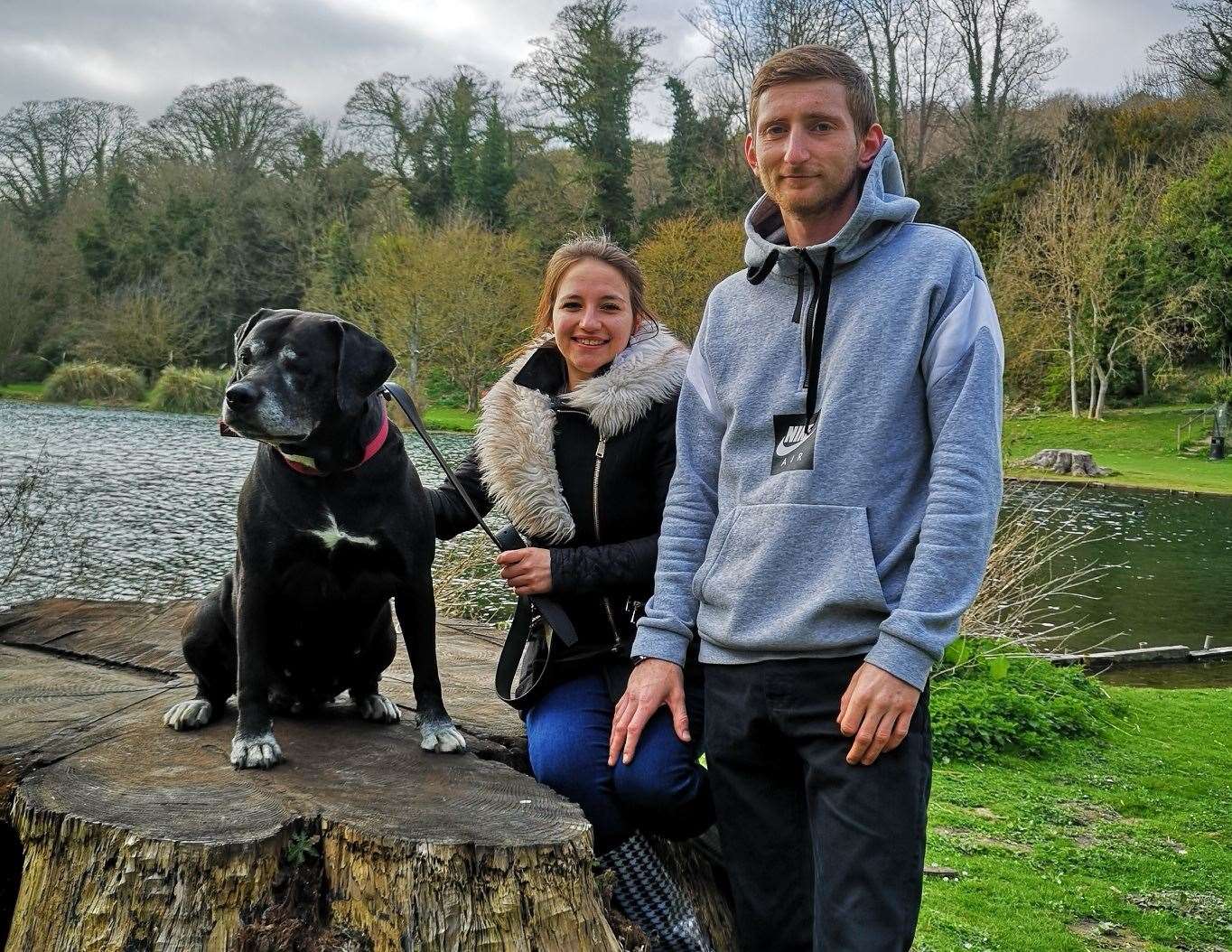Dayle with partner Amber Donegan and their dog Bobo