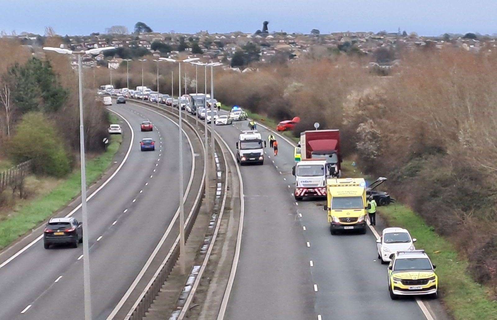 The crash occurred on the A299 Thanet Way near Herne Bay