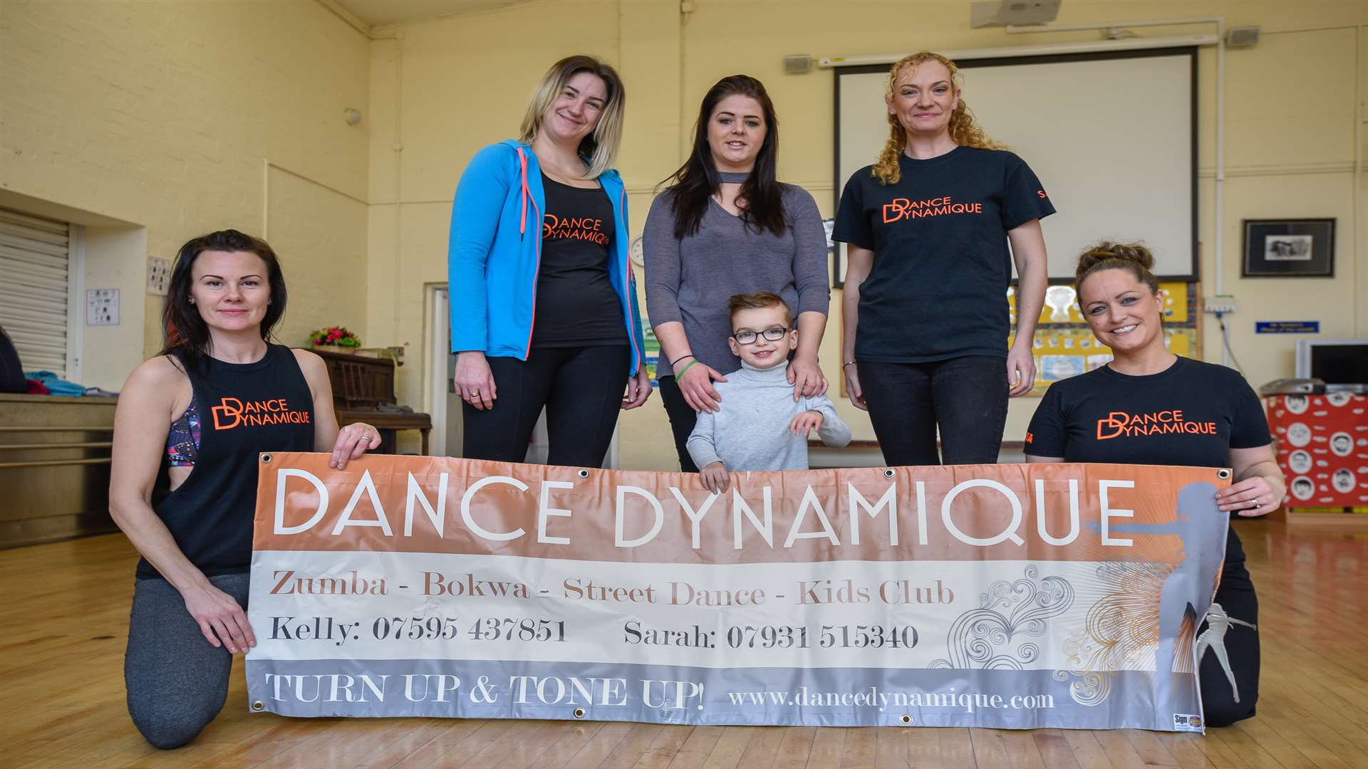 Sophie Morrish, Kelly Woodward, Naomi Morton, Theo Knott, Sarah Maynard and Emma Fay. Dance Dynamique is holding a fundraising performance for Theo's Mission to Walk